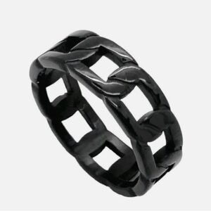 MENS RING-BLACK BRAIDED STAINLESS STEEL-SIZE 11